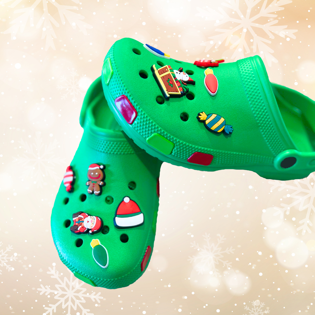 SHUTTERZ (RED/GREEN) 14 Pack Colored Shoe Charms Compatible with Classic Crocs, Crush Crocs, and All Terrain Crocs