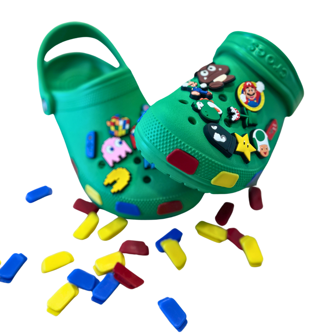 SHUTTERZ (CUSTOM) 14 Pack Colored Shoe Charms Compatible with Classic Crocs, Crush Crocs, and All Terrain Crocs