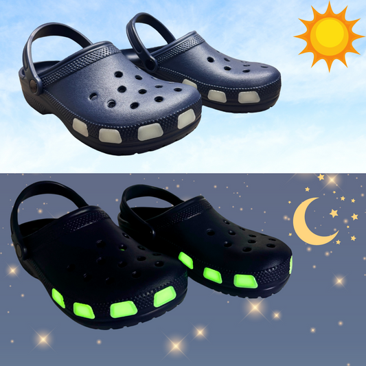 SHUTTERZ (GLOW IN DARK) 14 Pack  Colored Shoe Charms Compatible with Classic Crocs, Crush Crocs, and All Terrain Crocs