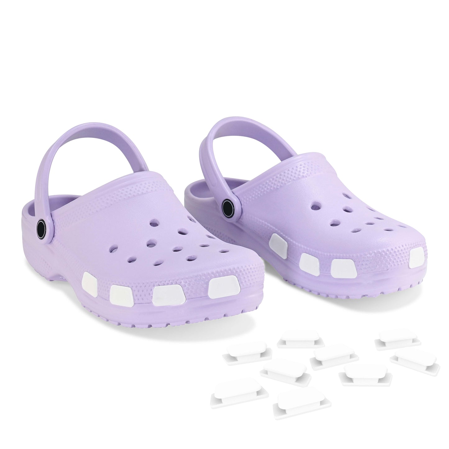 SHUTTERZ (WHITE) 14 Pack  Colored Shoe Charms Compatible with Classic Crocs, Crush Crocs, and All Terrain Crocs